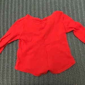 Girls red long sleeve waffle knit